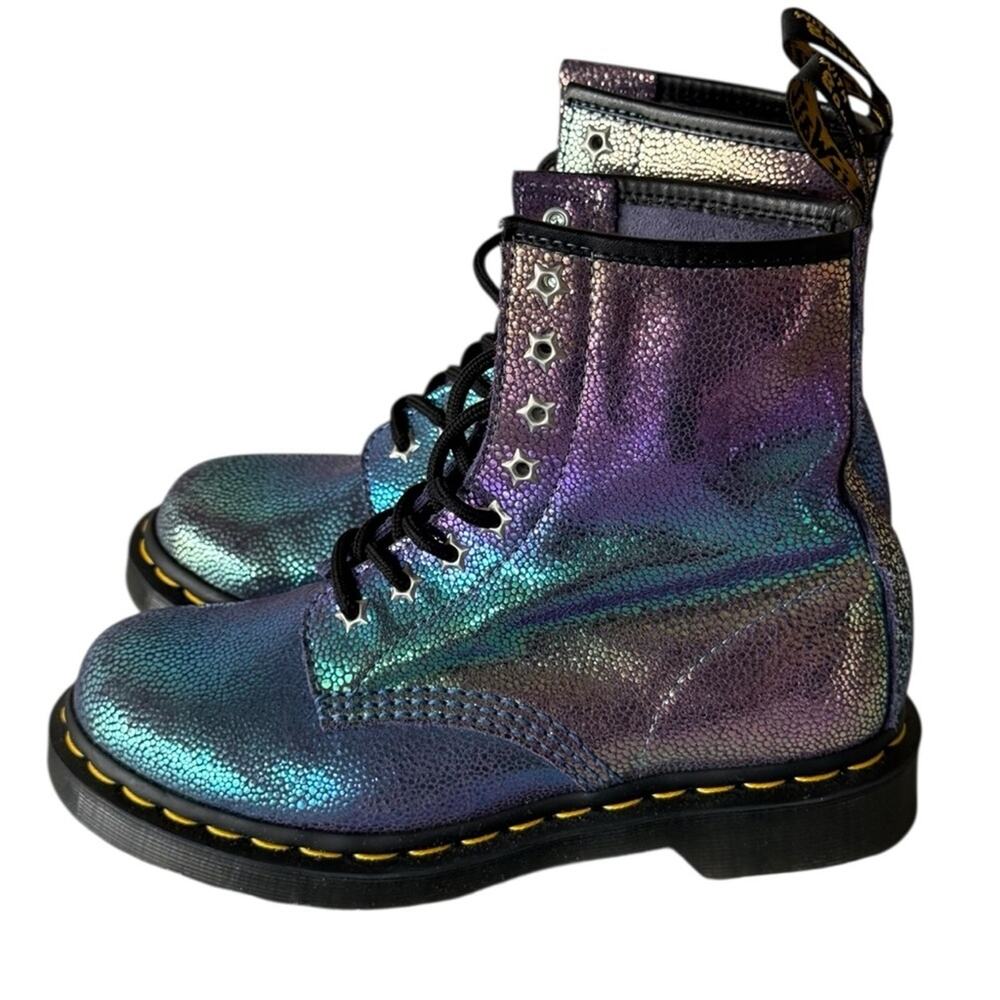 Dr. MARTENS 1460 RAINBOW RAY SUEDE LACE UP BOOTS SIZE:6